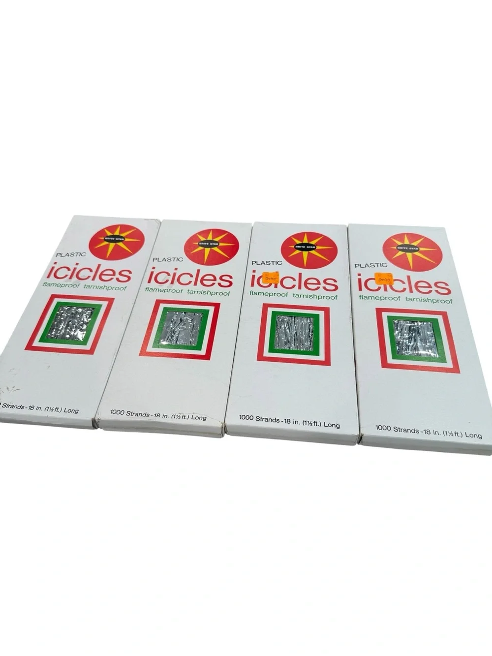 Brite Star Plastic Icicles 1000 strands 1 1/2 ft. Flame Proof Retro Lot of 4